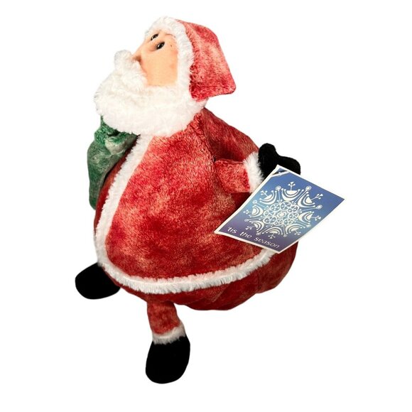Commonwealth Plush 2001 Santa Claus Stuffed Plump Round Toy Sack Chubby Tags - Picture 3 of 10